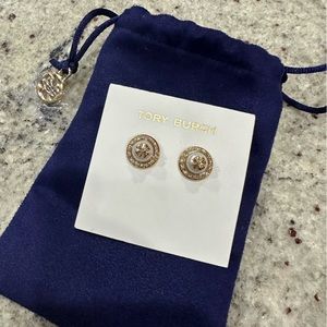 Tory Burch gold and pearl stud earrings